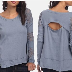 Free People Outer Sunset Lace Insert Jersey Top